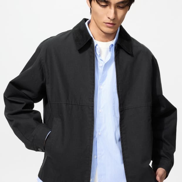 [XL] 유니클로 집업 쇼트 블루종 블랙