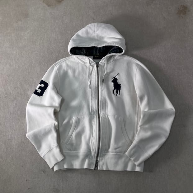 95 폴로랄프로렌 빅포니 화이트 후드집업