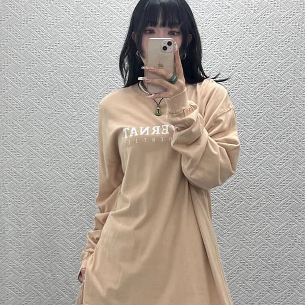 커버낫 컨트리 레트로 빈티지 오트밀 빅로고 롱슬리브 L C11499