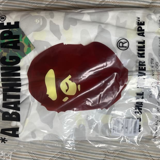 베이프 샤크 화이트 후드집업 xl 새상품