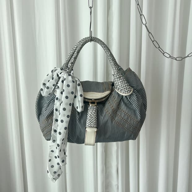 펜디 스파이 데님 스트라이프 숄더백