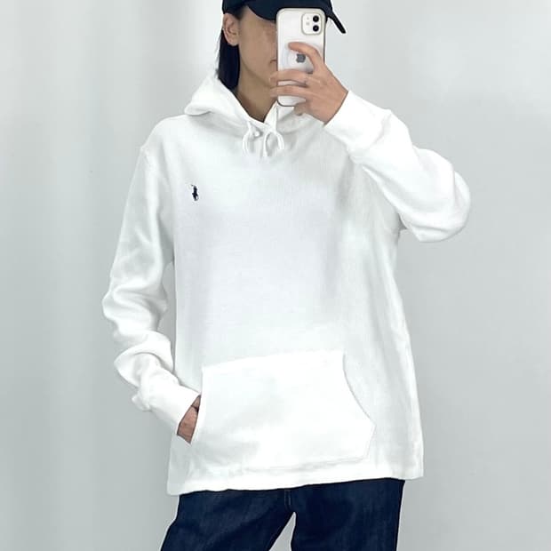[L]폴로 네이비포니 화이트 와플 후드티CK9777