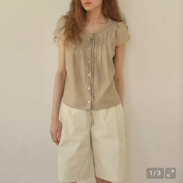 아우로 CHIFFON TIE BLOUSE 블라우스 베이지