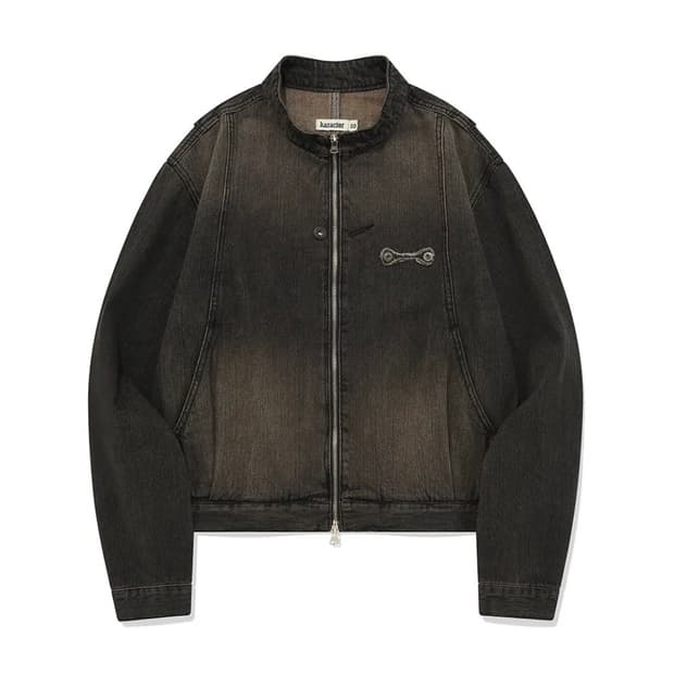 카락터 wallet denim jacket / vintage black