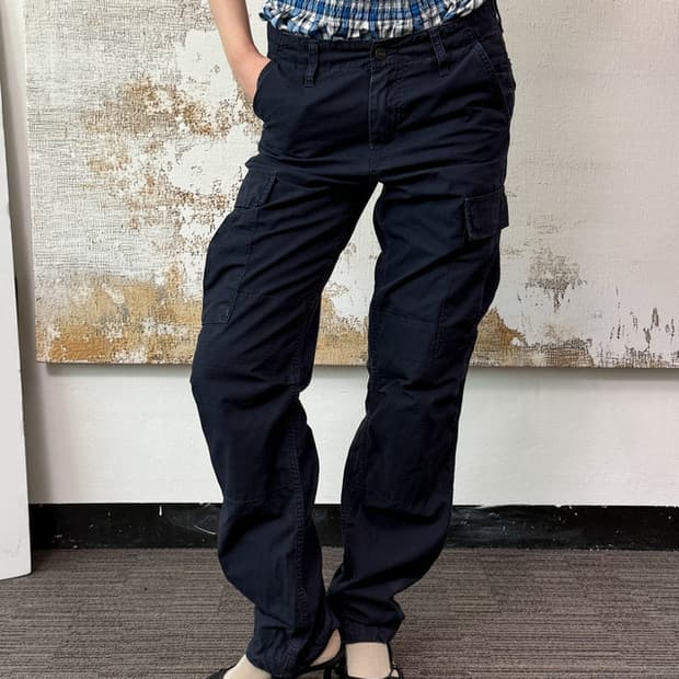 칼하트 wip 네이비 워싱 카고 팬츠