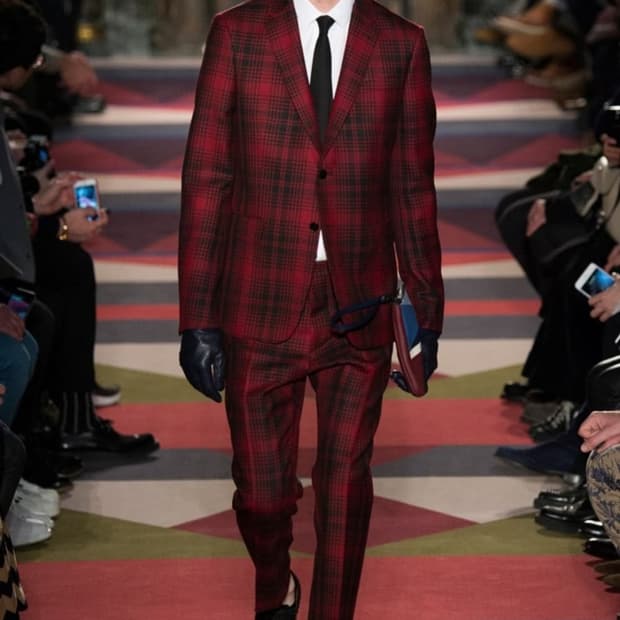 [46] 발렌티노 체크 싱글 브레스티드 울 블레이저