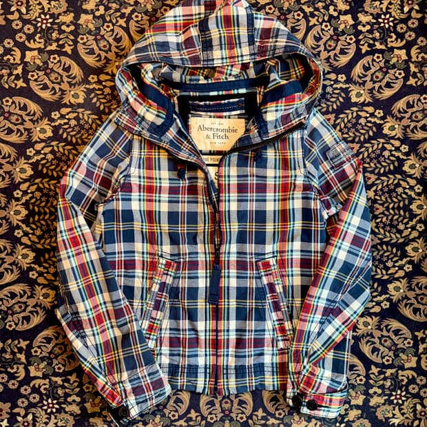 아베크롬비 마드라스 체크 후드집업