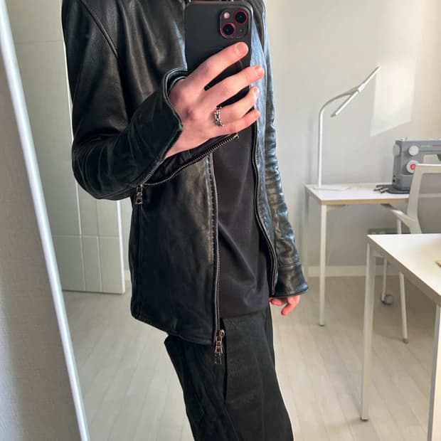 Junhashimoto zip leather shats jacket