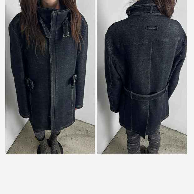 장 폴 고티에 옴므 오브젝트 하이넥 울 코트