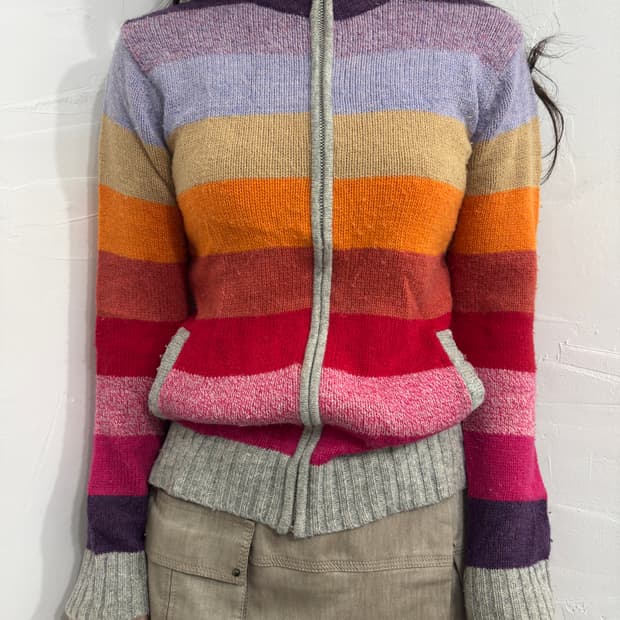 gap stripe knit zipup