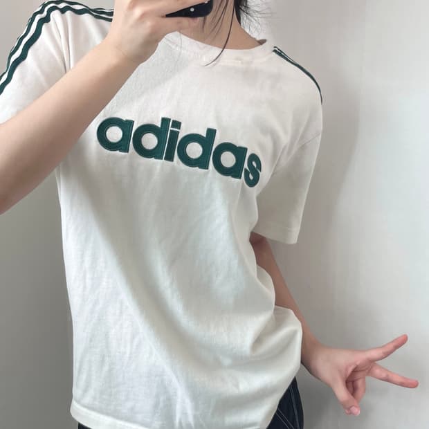 Adidas 아디다스 아이보리-그린 티셔츠