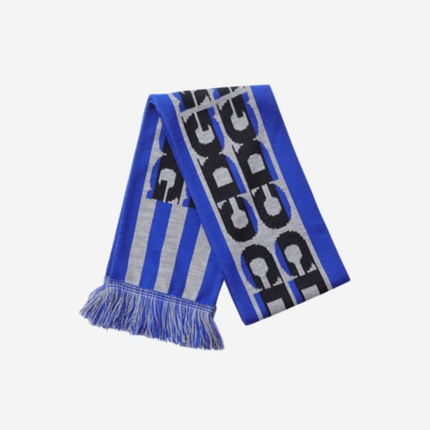 CDG 로고 체크 스카프 블루