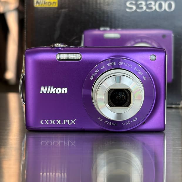 박스O/날짜표시)니콘 쿨픽스 s3300 퍼플 빈티지디카