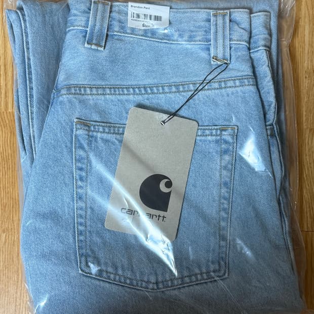 [새상품] 칼하트WIP 브랜든 팬츠 블루 헤비 스톤 블리치드 S