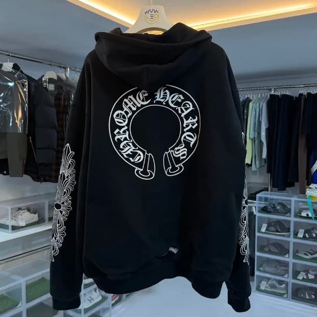 [정품] 크롬하츠 홀스슈 헤비웨이트 후드 집업 블랙 L