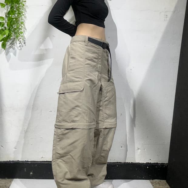 노스페이스 베이지 절개 포인트 와이드 카고 트랙 팬츠 XL