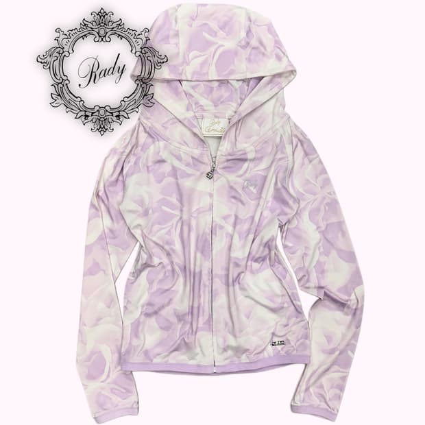 RADY logo flower silky hood zip-up