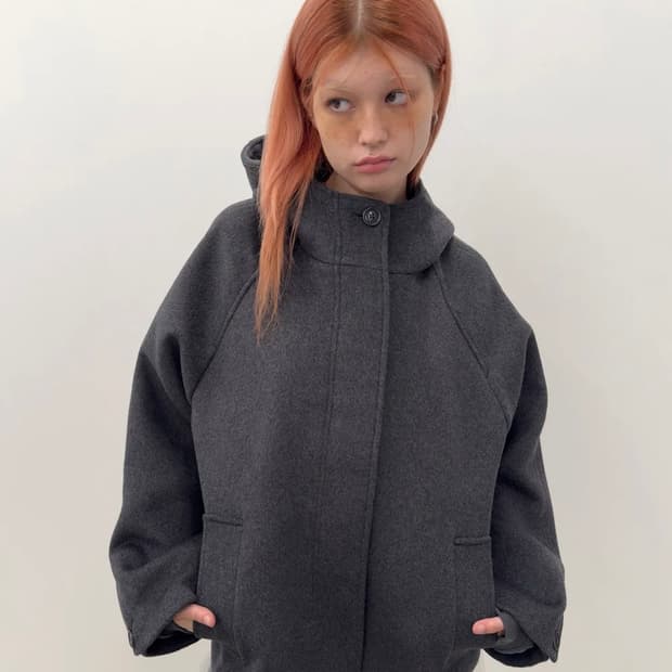 타입서비스 후드 하프코트 차콜