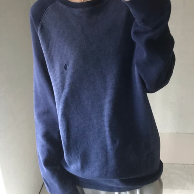 폴로 네이비 나그랑 와플 롱슬리브