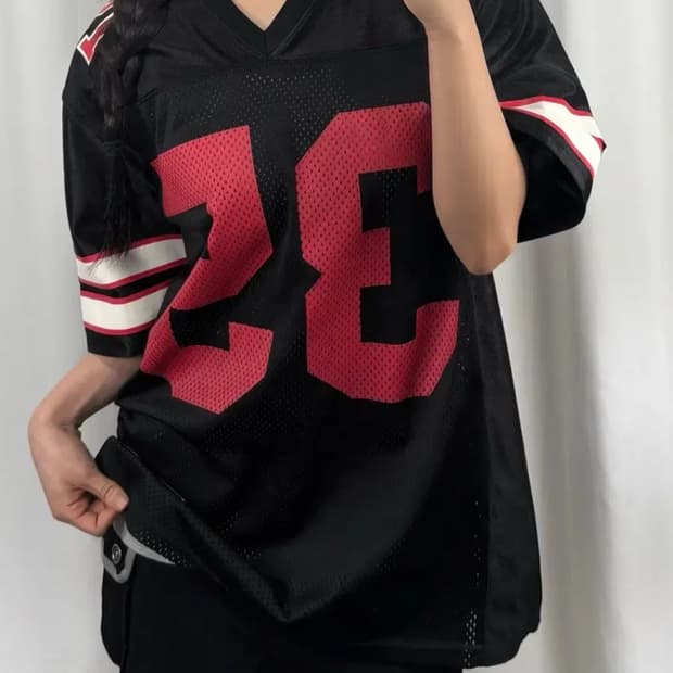 스투시 블랙 풋볼 져지