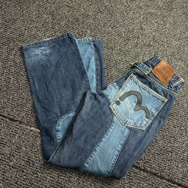 에비수 일판 og 패티워크드 신치백 데님 팬츠 2141