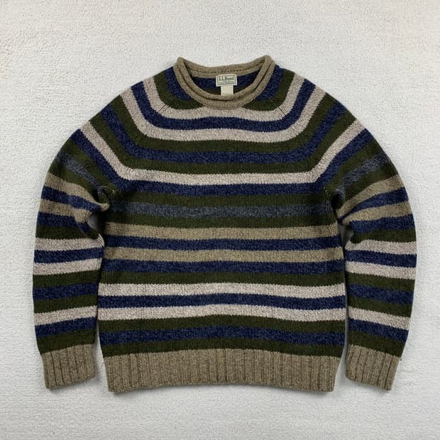 엘엘빈 믹스 스트라이프 롤넥 램스울 니트 