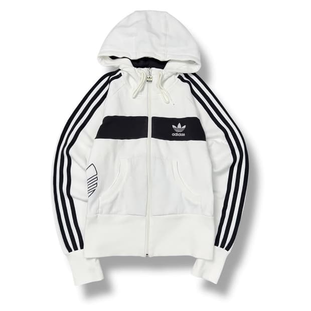 아디다스 배색 후드집업