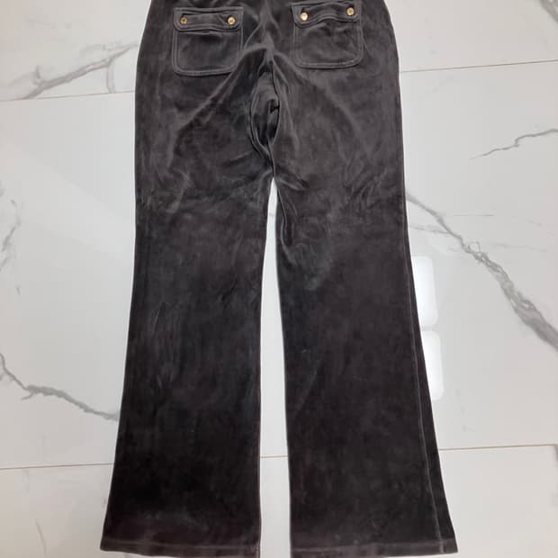 Y2K 쥬시 꾸뛰르 챠콜 그레이 벨루어 포켓 팬츠 부츠컷