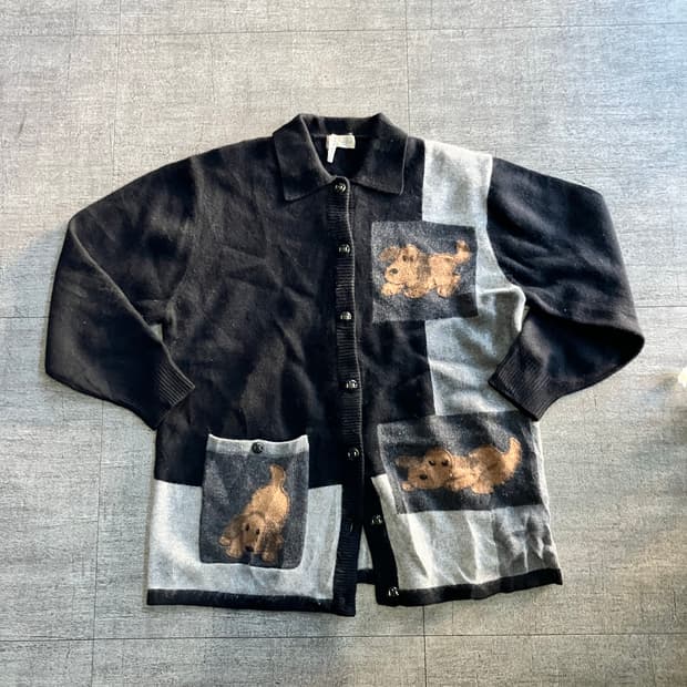 일본빈티지 Purezza 올드스쿨아메카지 90s 퍼피 카라가디건