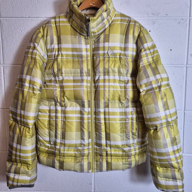 95)르꼬끄 옐로우 체크  덕다운 패딩 점퍼