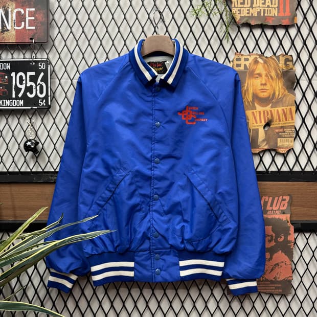 90s USA VINTAGE 코치 자켓 후면 빅프린팅 포인트 블루