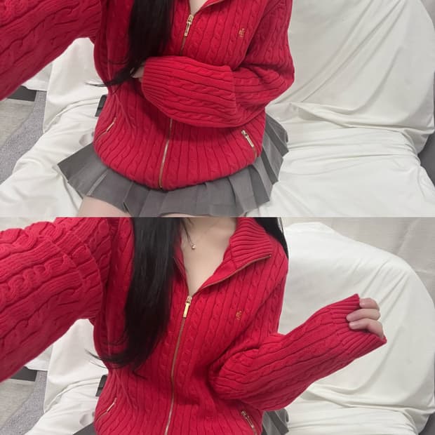 폴로랄프로렌 꽈배기 니트 집업