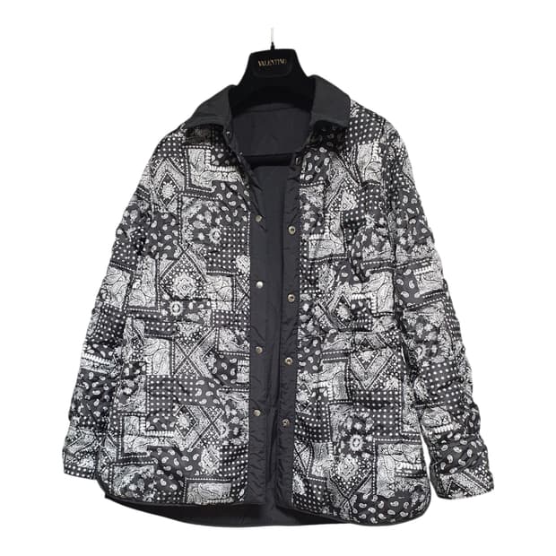브리엘 페이즐리 블랙 퀼팅 리버서블 가벼운 패딩 자켓 55~66 