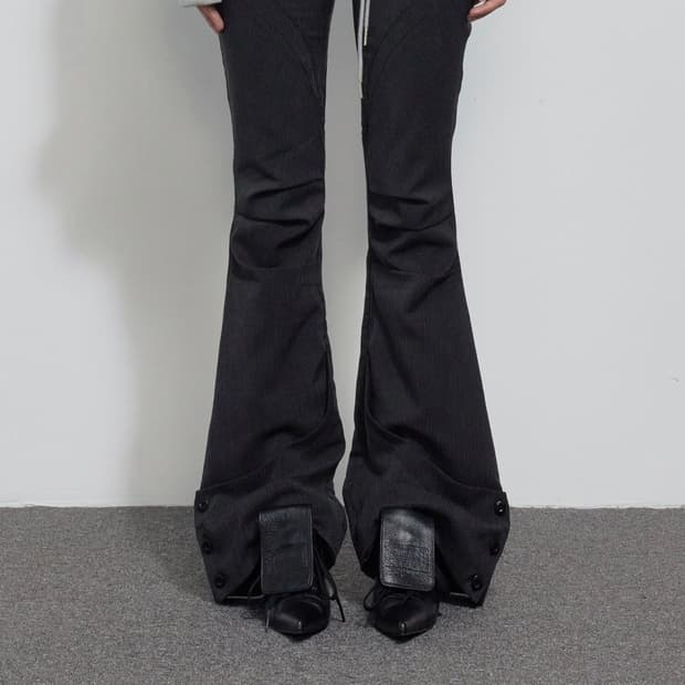 보헤미안서울 레그라인 부츠컷 팬츠 스트라이프 블랙 L