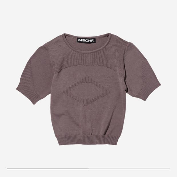 [S] 미스치프 롬버스 니트 탑 로즈 브라운