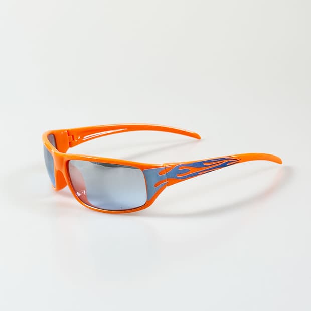 90s 네온 오렌지 플레임 스퀘어 빈티지 선글라스