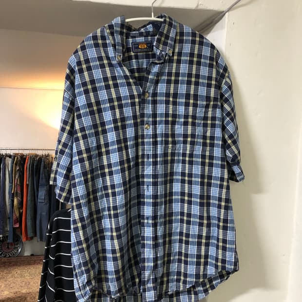 빈티지 웨스턴 셔츠 블루체크