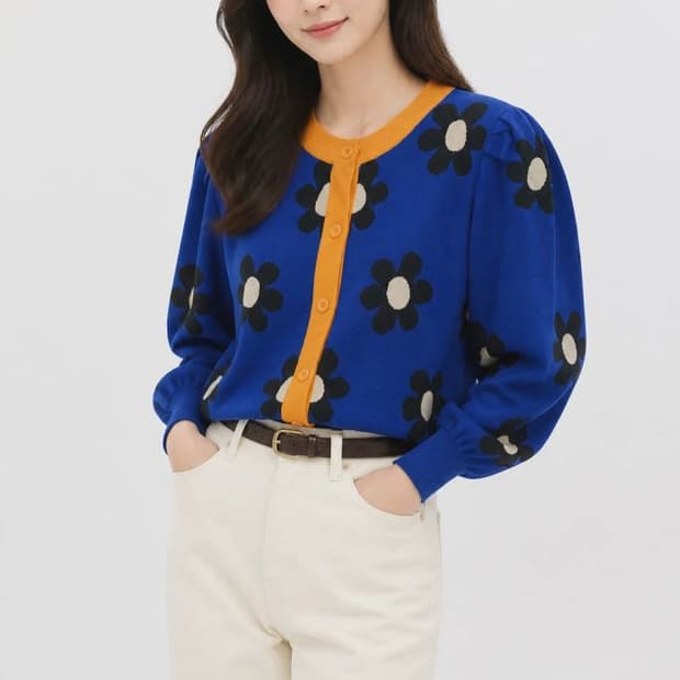 블루 여자 S 가디건 O0653