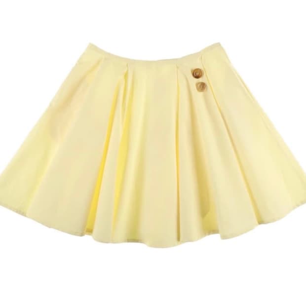 Onska 코튼 플레어 스커트 레몬