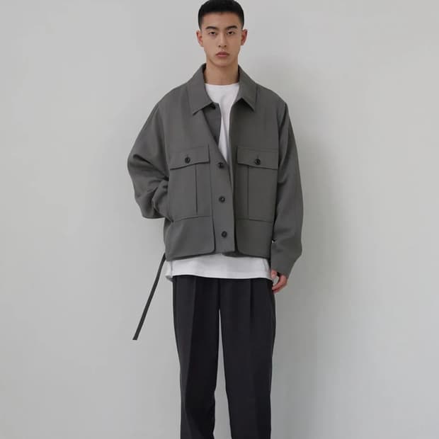 [새상품] S) 주앙옴므 카고 크롭 자켓 블루종 그레이