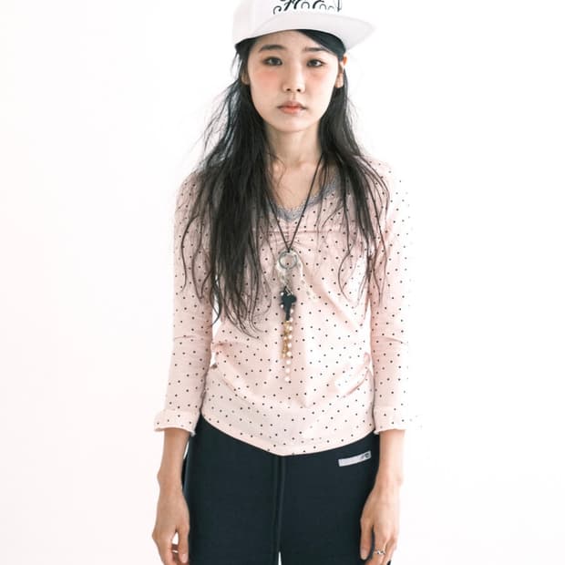 샵페어리 mini heart lace top light pink
