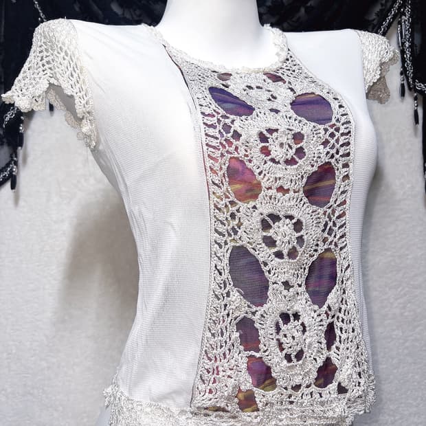 오리엔탈 페어리 모리걸 레이스자수 뜨개 반팔탑 로걀 로맨틱갸루 하치 핀터