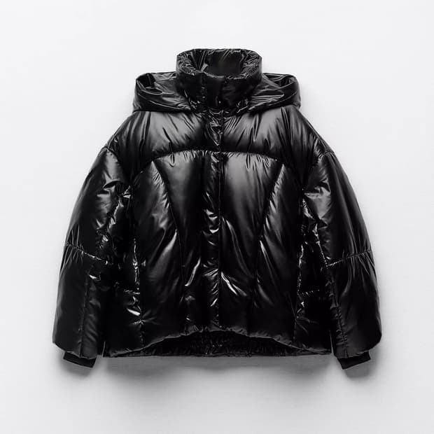 자라 유광 블랙 패딩