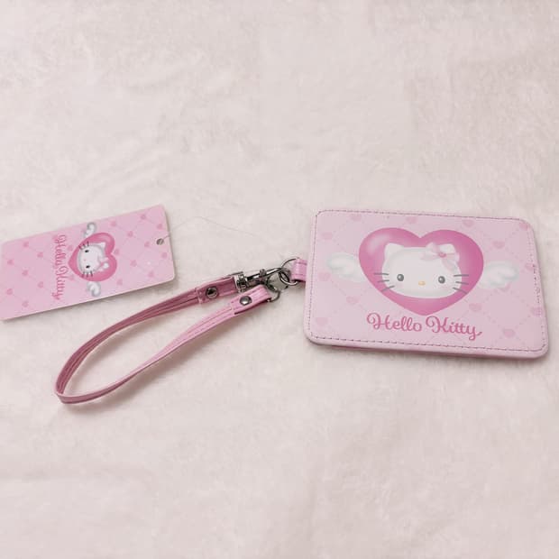 헬로키티 엔젤키티 핑크 엔젤 카드지갑 키링 