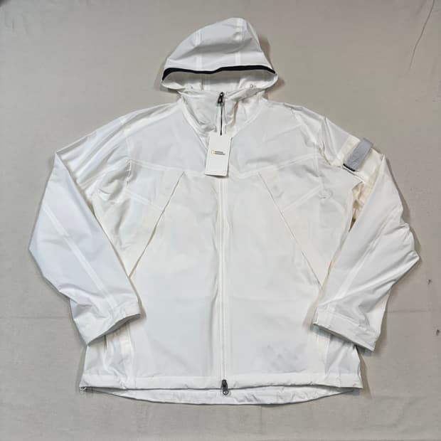 XL) 내셔널지오그래픽 화이트 바람막이 후드 자켓 미사용품