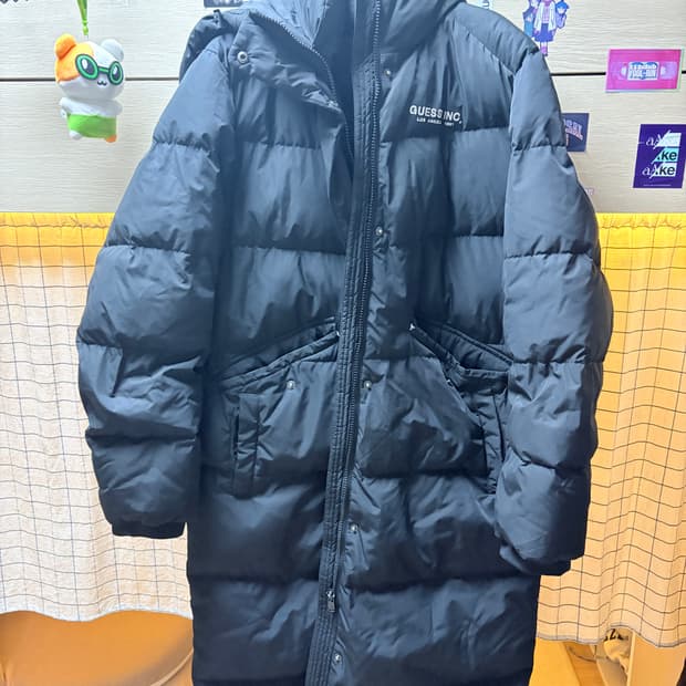 게스 오리털 롱패딩