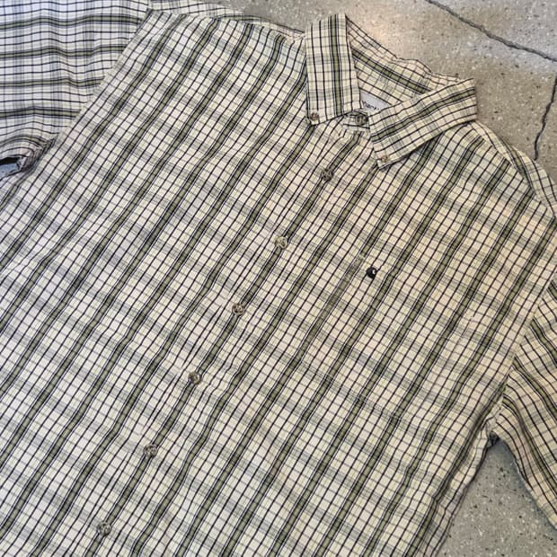 칼하트 라임 체크 반팔셔츠