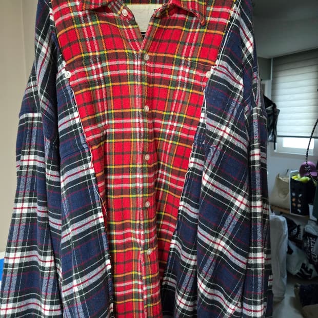 R13 믹스 체크 셔츠 남방 medium