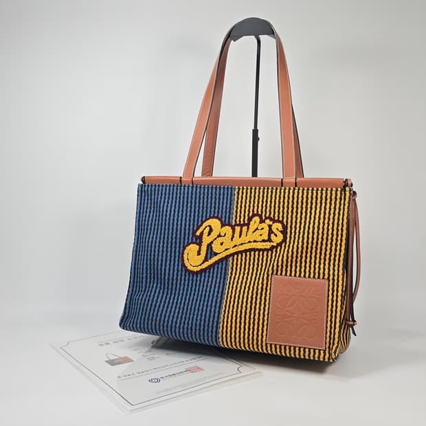 로에베 x 파울라 이비자 스트라이프 쿠션 토트백