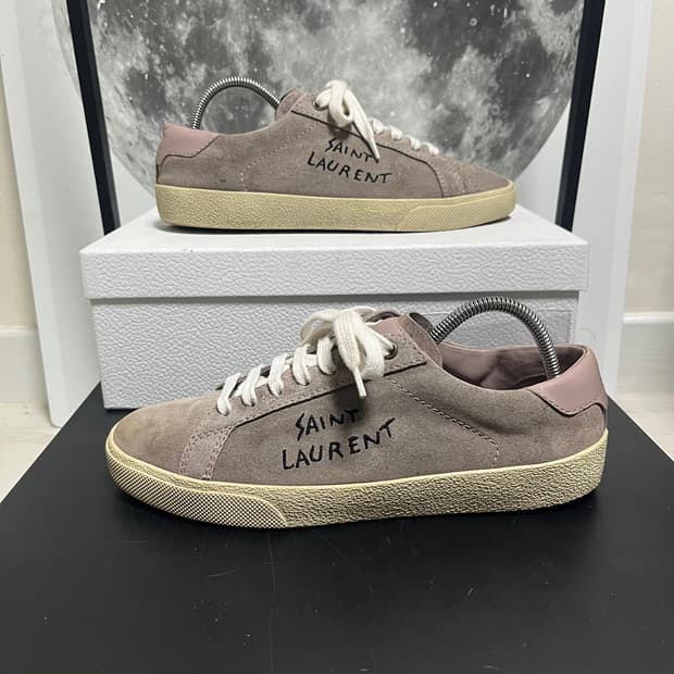 정품 39) 생로랑 로고 누벅 스니커즈 250~255